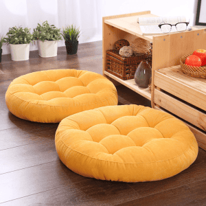 Coussin de Sol Rond Japonais Méditation Jaune