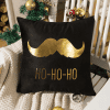 Housse Coussin Noire Dorée Noël Ho Ho 1