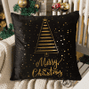 Housse Coussin Noire Dorée Noël Sapin 1