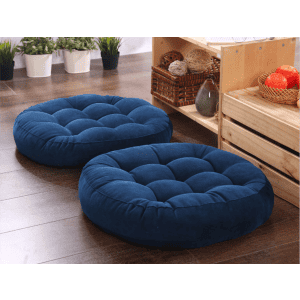 Coussin Sol Rond Japonais 55x55cm Yoga Bleu 1