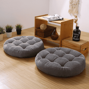 Coussin Sol Rond Japonais 55x55cm Yoga Gris 1