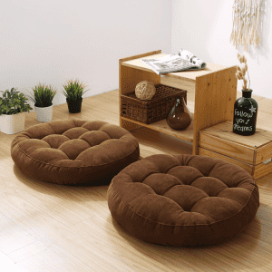 Coussin Sol Rond Japonais 55x55cm Yoga Marron 1