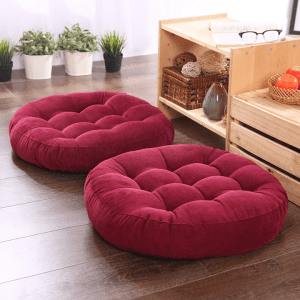 Coussin Sol Rond Japonais 55x55cm Yoga Rouge 1