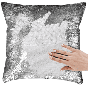 Housse Coussin 40x40cm Magique Réversible Argent