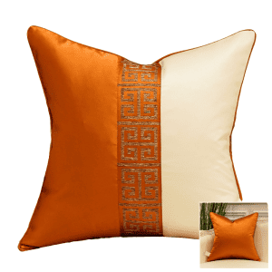 Coussin Luxe Canapé 45x45cm Orange Blanc