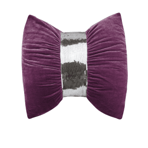 Coussin Noeud 45x45cm Ceinture Argent Violet