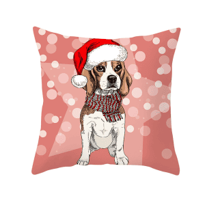 Housse Coussin Noël Chien 45x45cm Moments Festifs