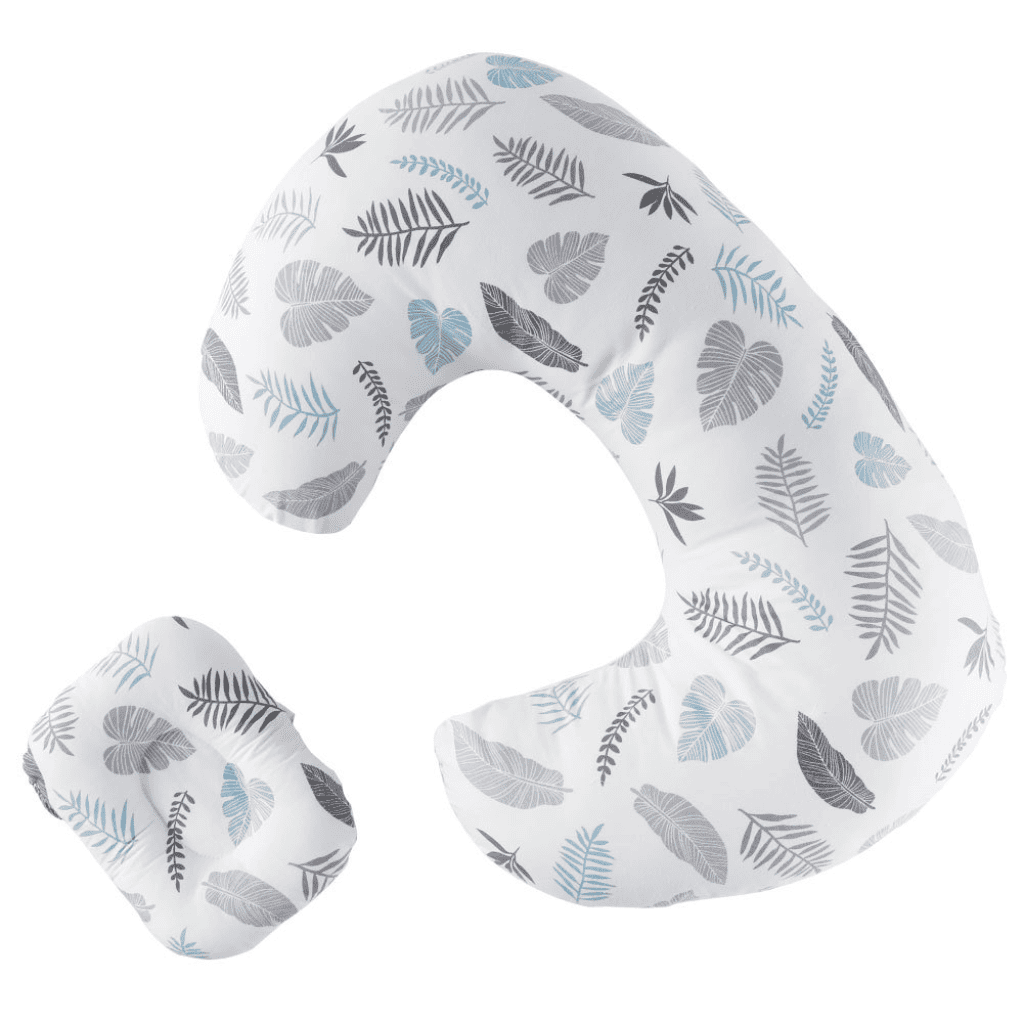 Coussin Allaitement 56x36cm Feuillage Gris