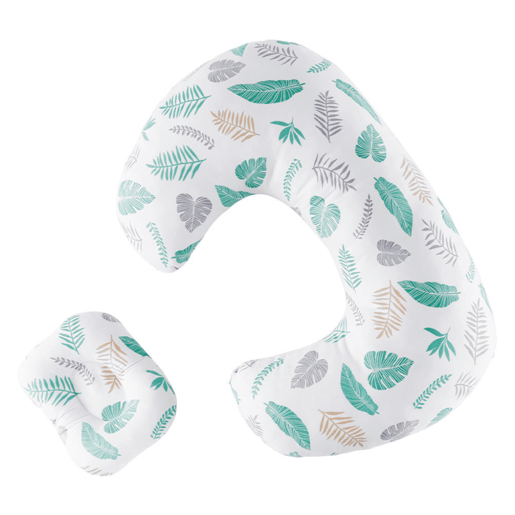 Coussin Allaitement 56x36cm Feuillage Vert d'Eau