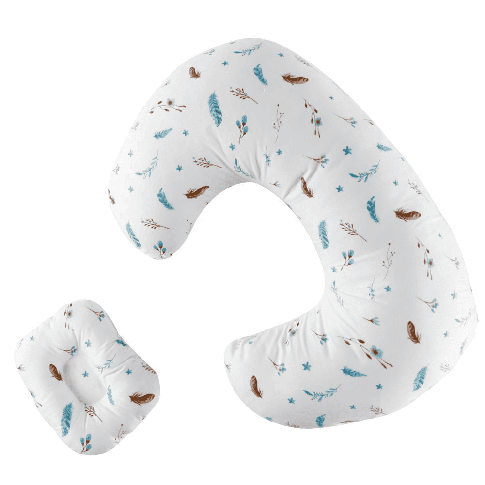 Coussin Allaitement 56x36cm Plume Bleu Ciel
