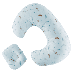 Coussin Allaitement 56x36cm Plume Bleu Pâle