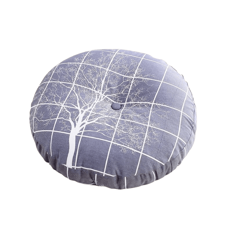 Coussin Sol Rond 40cm Arbre Blanc