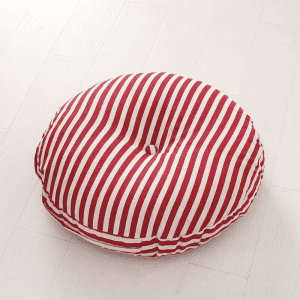 Coussin Sol Rond Rouge Rayé