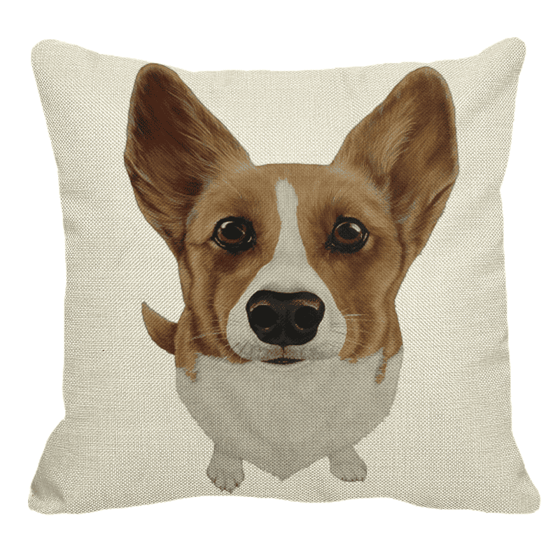 Housse Coussin Imprimé 45x45cm Corgi