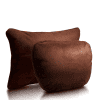 2 Coussins Voiture Tête et Lombaire Carré Marron 1