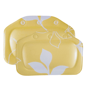 Coussin pour Baignoire 31x21cm Jaune Feuilles Blanches